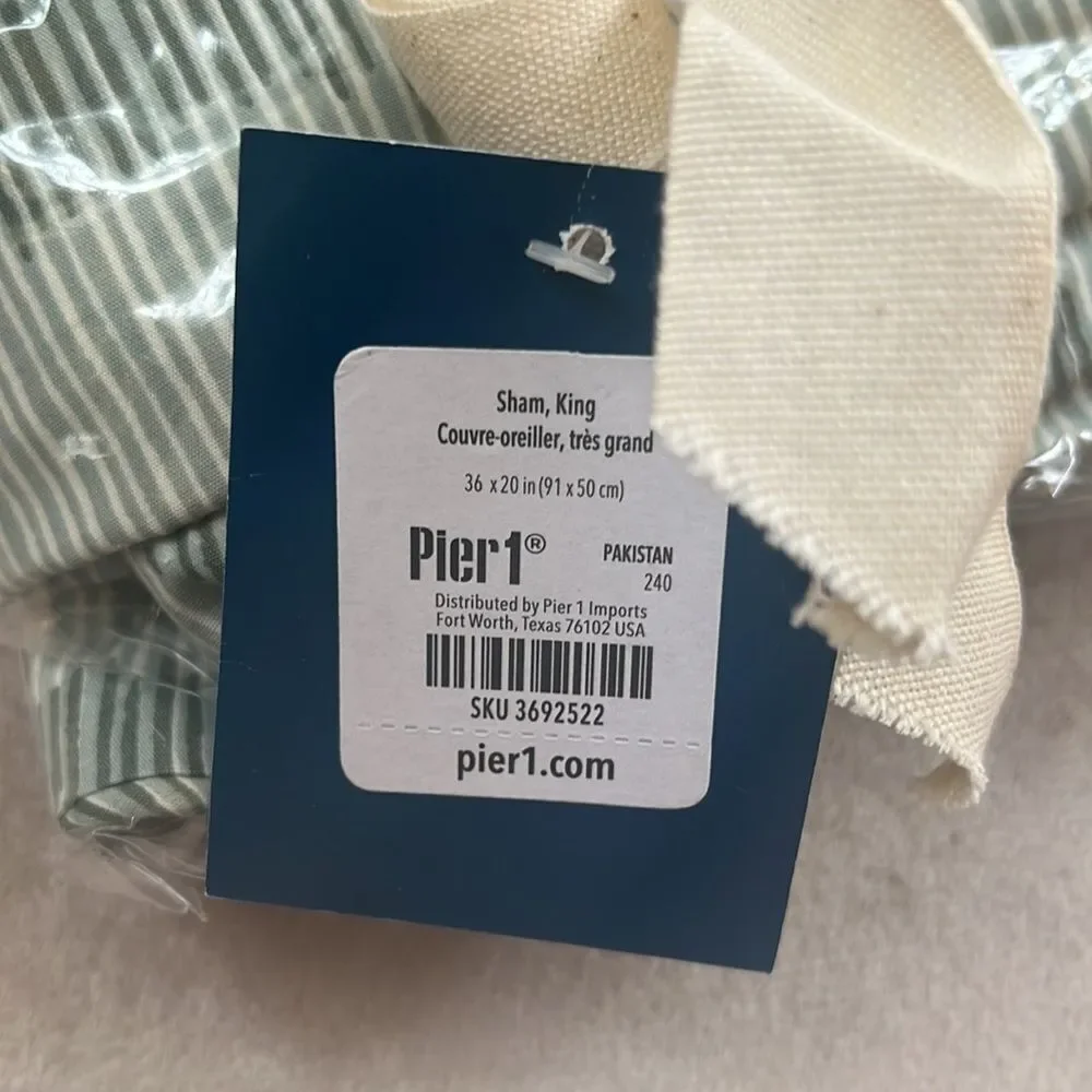 NWT Pier 1 King Sham Coastal Palm Green (1 Sham)